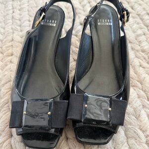 Stuart Weitzman Sandals Heels Patent Leather Black Size 39